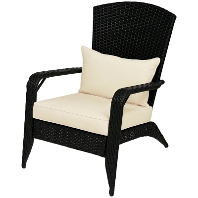 Outsunny Patio Wicker Adirondack Chair w/ Cushions, Cream White