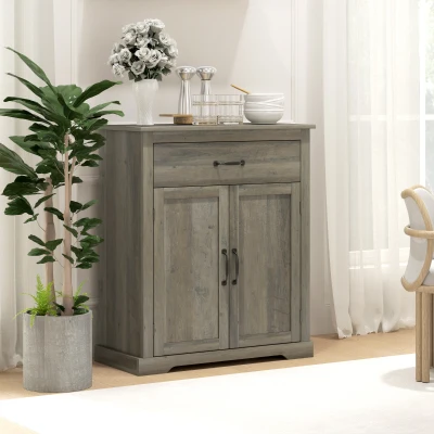 HOMCOM Sideboard Buffet Table with Drawer & Storage Cabinet, Gray