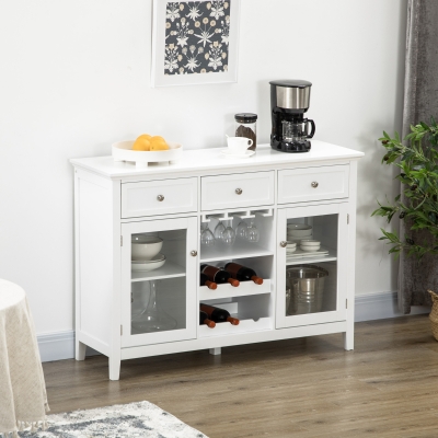 HOMCOM White Wine Cabinet with 3 Drawers & 6-Bottle Rack