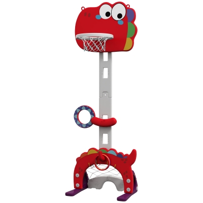 Qaba Adjustable 4.4-5 ft Kids Basketball Hoop, Indoor, Red