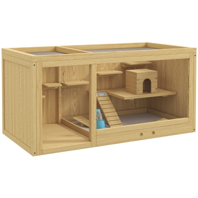 PawHut Extra Large Wooden Hamster Cage with Seesaws & Ladder