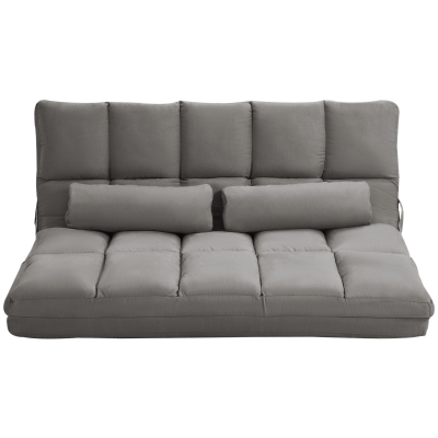 HOMCOM Convertible Recliner Floor Sofa Chair with 2 Pillows, Dark Gray