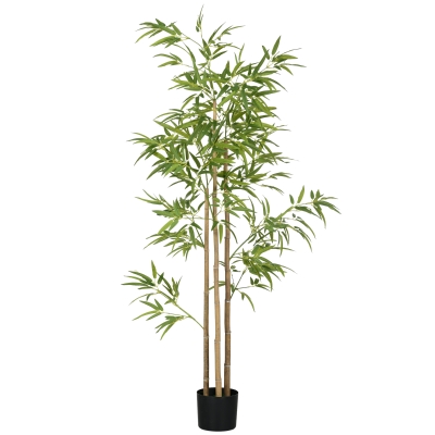 HOMCOM 6ft Artificial Bamboo Tree with Pot for Home & Office Decor
