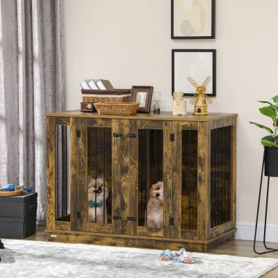 Dog Cage 47.25" x 23.5" x 34.75" Rustic Brown