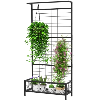 Flower Stand 35.4" W x 12.8" D x 74.2" H Black