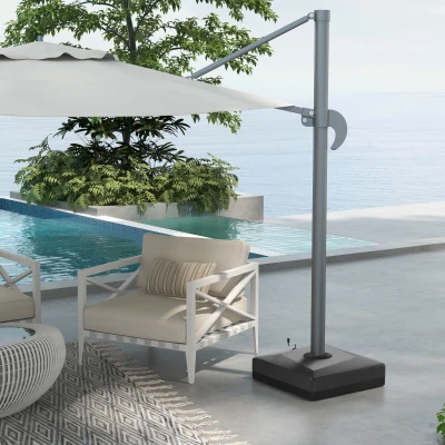 Outsunny 330 lbs. Fillable Umbrella Base, Cantilever Stand, Black