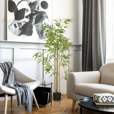 HOMCOM 6ft Artificial Bamboo Tree with Pot for Home & Office Decor