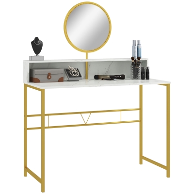 HOMCOM White Makeup Vanity Table with Mirror and Storage