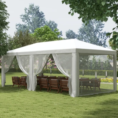Outsunny 10' x 20' Party Tent, White Canopy with Sidewalls