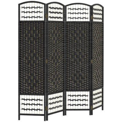 HOMCOM 4 Panel Folding Room Divider Screen, 5.6', Black