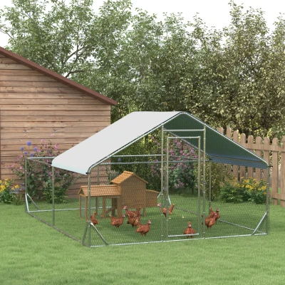 PawHut Large Metal Chicken Coop, 9.8' x 13.1' x 6.4', Outdoor