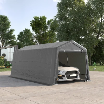 Outsunny 10' x 20' Heavy-Duty Carport, Gray Storage Tent