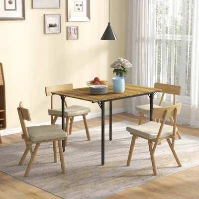 HOMCOM Folding Drop Leaf Dining Table for Small Spaces, Walnut