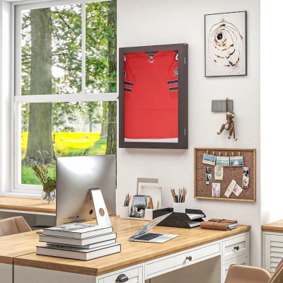 HOMCOM 23.5" Jersey Display Case, UV-Resistant, Brown