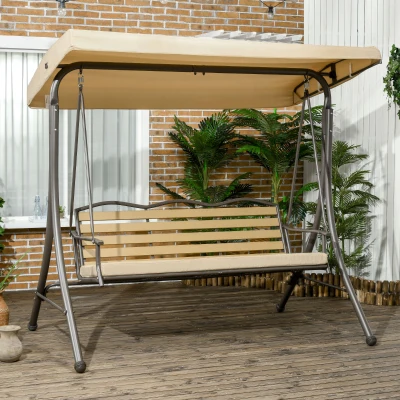 Outsunny 3-Seat Patio Swing Chair, Outdoor Glider with Canopy