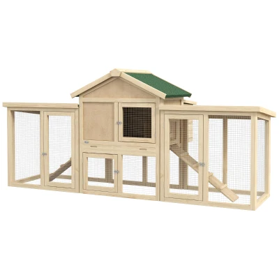 63″ Wooden Chicken Coop with Run B...