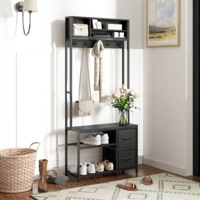 Hall Tree 31.5" W x 11.8" D x 70.9" H Black