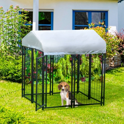 PawHut Outdoor Dog Kennel with Waterproof UV-Resistant Cover, 4 x 4 x 4.5 ft