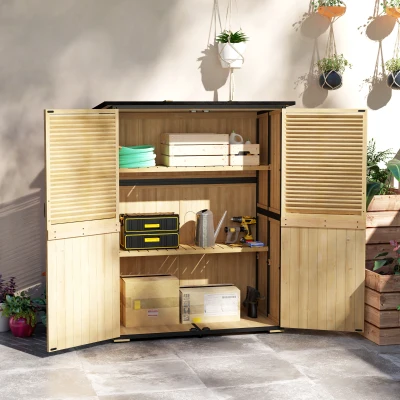 Garden Storage Shed 55.1" W x 29.1" D x 65.7"/68.1" H Natural Wood