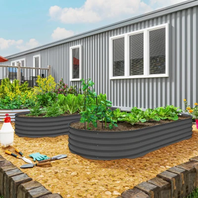 Garden Bed Set 84.6" W x 35.4" D x 11.8" H Dark Gray