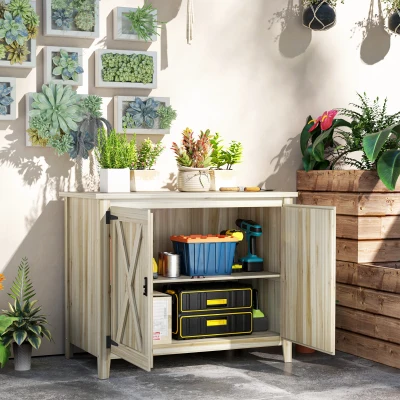 Garden Storage Shed 43.3" W x 23.6" D x 34.8" H Natural Wood