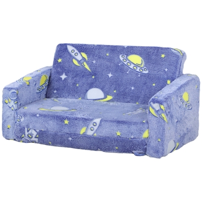 Qaba Glow in the Dark Couch, Washable Cover, Blue