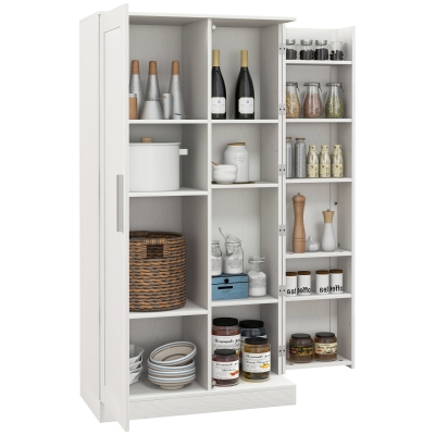 HOMCOM 14-Tier Kitchen Pantry Storage Cabinet, White