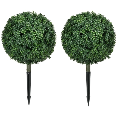 HOMCOM Set of 2 UV Resistant Artificial Boxwood Topiary Trees