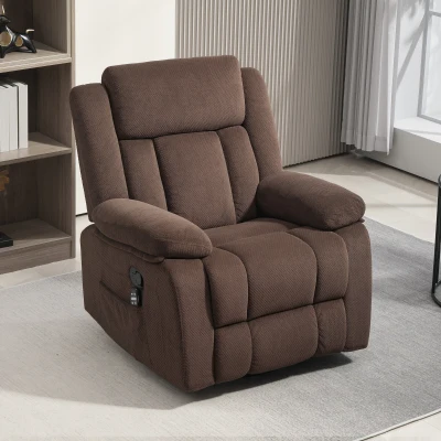 HOMCOM Recliner Massage Chair with Heat, Swivel Rocker, Brown
