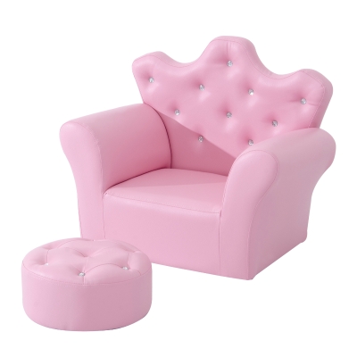 Qaba Kids Sofa Set, Princess Sofa with Footstool