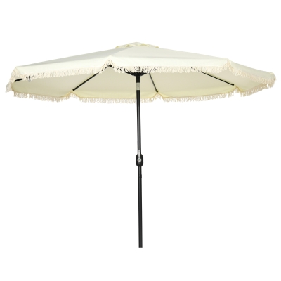 Outsunny 9ft Patio Umbrella, Ruffled Outdoor Market, Cream White