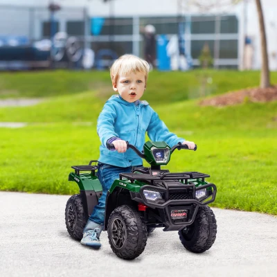 Aosom 12V Electric Toy Car, Green, Music & LED Headlights