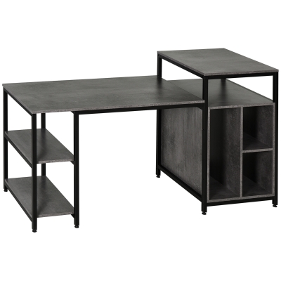 HOMCOM 68" Office Desk with Bookshelf & CPU Stand, Gray