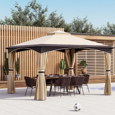 Outsunny 10' x 12' Outdoor Gazebo, Patio Canopy with Netting