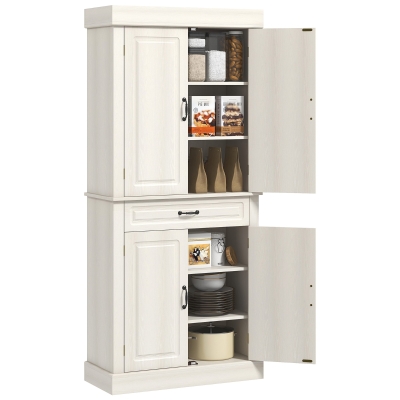 HOMCOM 71" Freestanding Kitchen Pantry Cabinet, White