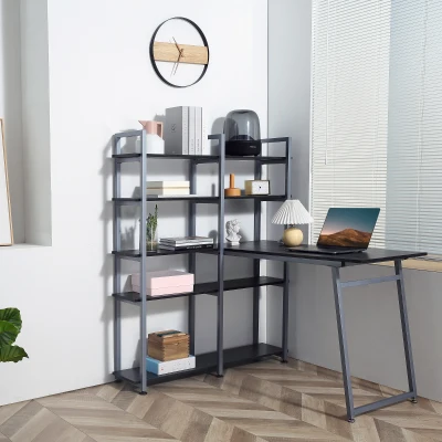L Shaped Desk 49.25" x 45" x 55" Black