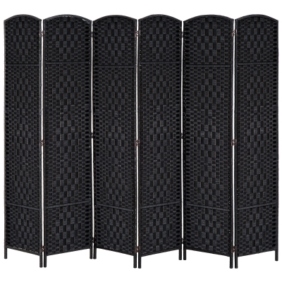 HOMCOM 6FT Tall Folding Wicker Room Divider, Black