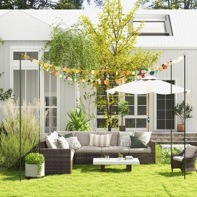 Outsunny 4 Pack of 10' String Light Poles, Steel Hanging Lighting Stand for Patio, Backyard, Deck, Wedding, Party, Black