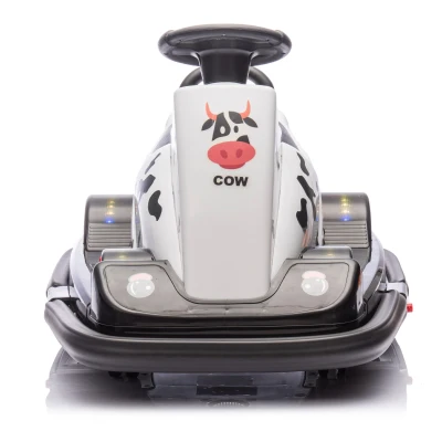 12V Kids Ride On Bumper Car with 360° Rotation, White