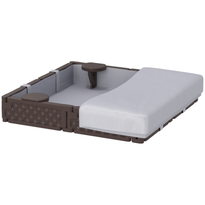 Qaba Kids Sandbox with Cover, Seats & Liner, 47"x47", Brown