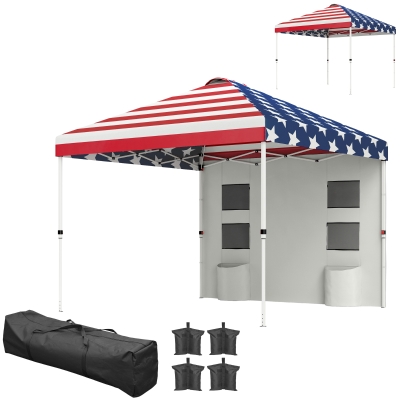 Pop Up Canopy 116.9" L x 116.9" W x 113" H American Flag Print