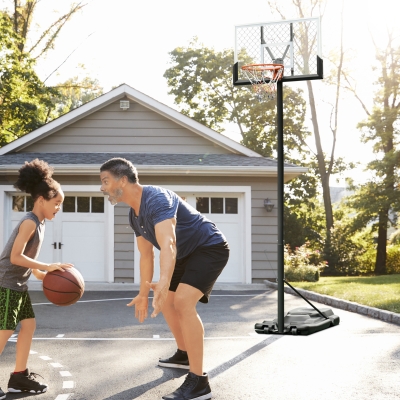Basketball Hoop Stand 43.25" x 35.5" x 86.5"-143.75" Black and White