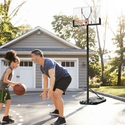 Basketball Hoop Stand 43.25" x 35.5" x 86.5"-143.75" Black and White