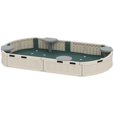 Outsunny Kids Sandbox with Cover, Seat, Sandbox Outdoor for Backyard, Cream White