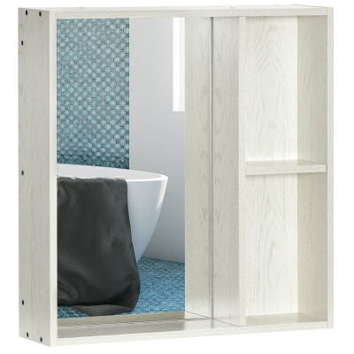 Kleankin 24.75" Wall-Mounted Bathroom Cabinet with Mirror, White