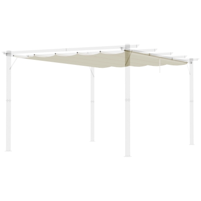Outsunny Retractable Pergola Canopy Cover Replacement for 10' x 13' Pergola, Cream White