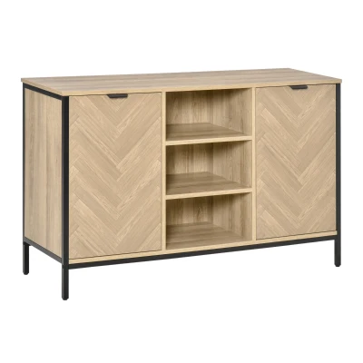 HOMCOM Sideboard Buffet Storage Cabinet Cupboard with 2 Doors and Adjustable Shelves for Dining Room, Kitchen, Living Room, Oak Tone