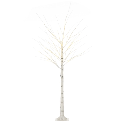 HOMCOM 6 ft Artificial Birch Tree Light with Pre-Lit LED Light for Home Party, Indoor and Covered Outdoor Use