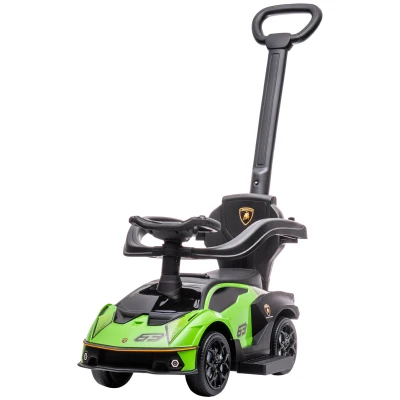 Aosom 3 in 1 Ride on Push Car for Toddlers, Licensed Kids Sliding Car with Safety Protection Footrest Horn, Green