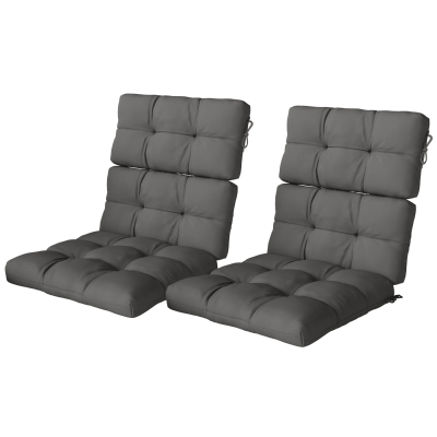 Outsunny 2-Piece Back Seat Cushion Replacement, Outdoor Patio Chair Cushions Set with Ties, Button Tufted, Dark Grey